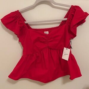 Red Ruffled Women's Top